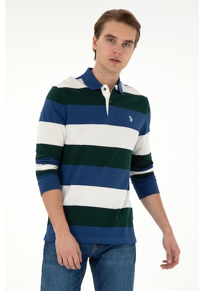 U.S. Polo Assn. Erkek Regular Fit Polo Yaka Koyu Yeşil Sweatshirt 50293428-VR079