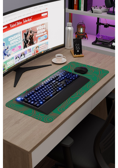 Yeşil Kırmızı 70x30 Xl Taraftar Gaming Oyuncu Mouse Pad Kaymaz Taban Büyük Fare Altlığı Topography