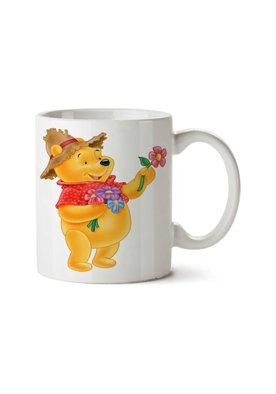 Winnie The Pooh Çiçek İki Tarafı Baskılı Kupa Bardak Çok Renkli