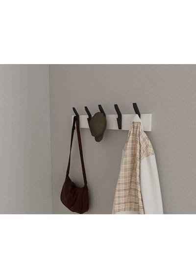Hepsi3boyutlu Modern Duvar & Kapı Kanca Askılık - 5 Adet Siyah Kanca Askılık - Model No : 3 Siyah