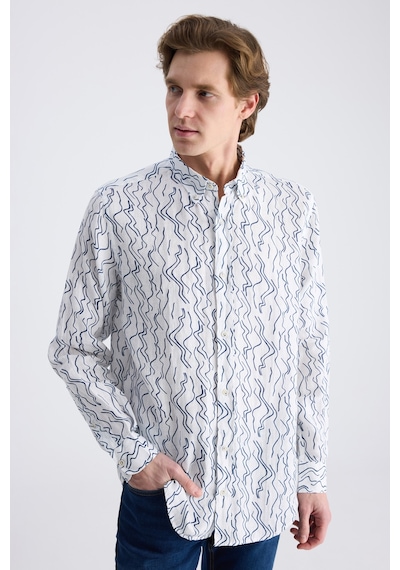 D'S Damat Ds Damat Comfort Beyaz Baskılı %100 Keten Gömlek 4hc02ap372650 Çok Renkli