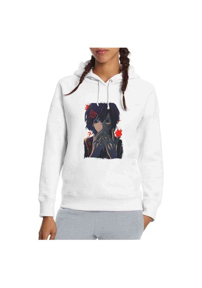 Anime Tokyo Ghoul Anteiku Kaneki Baskılı Beyaz Kadın Kapşonlu Sw