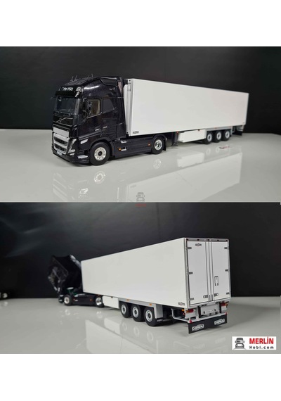 1/50 Volvo Fh5 Globerotter 4x2 750hp - Siyah + Frigo Soğutuculu Trailer