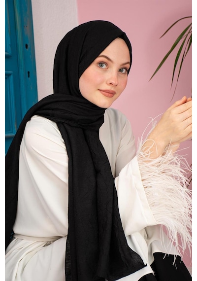 Bambu Kraş Şal Tesettür Giyim, Yüksek Kalite, Hafif, Rahat, Şık, Premium, Lux, Shawl, Scarf Siyah