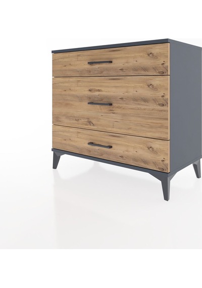 Hyperion Şifonyer 3 Çekmeceli 88x44x80 Antrasit-çam Antrasit