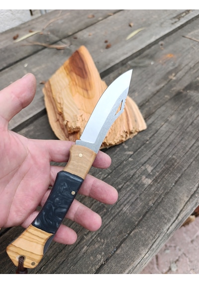 El Yapımı Kamp Çakı Outdoor Kamp Çakı Koyu Gri Kahverengi