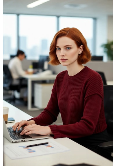 Ersefa Kadın Bordo Oversize Kesim Fitilli Triko Crop Kazak Uzun Kollu Bi