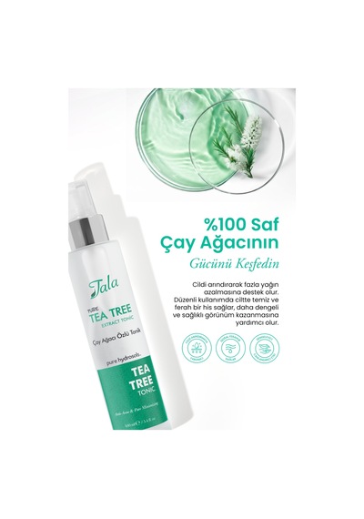 Tala Çay Ağacı Suyu Akne Karşıtı Ve Gözenek Sıkılaştırıcı Arındırıcı Tonik %100 Saf Ve Doğal 100 ML