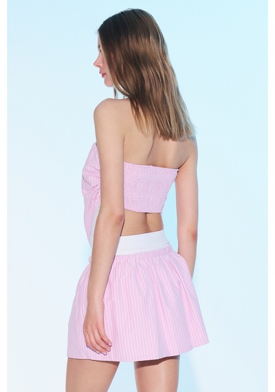 Sagaza Studio Ss6022 Kalın Lastikli Mini Etek Pembe