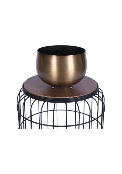 Yapay Çiçek Sitesi Metal Dekoratif Saksı 17 Cm Bronz Bronz