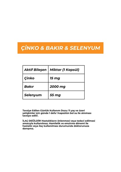 Çinko&bakır&selenyum Takviye Edici Gıda