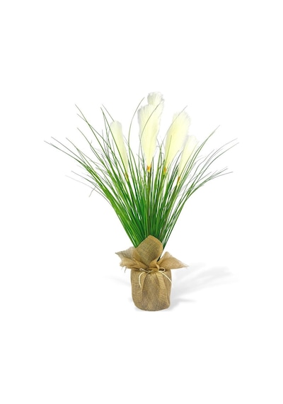 Yapay Çiçek Beyaz Püskül Grass Keten Saksılı Panpas 80 40cm Saz