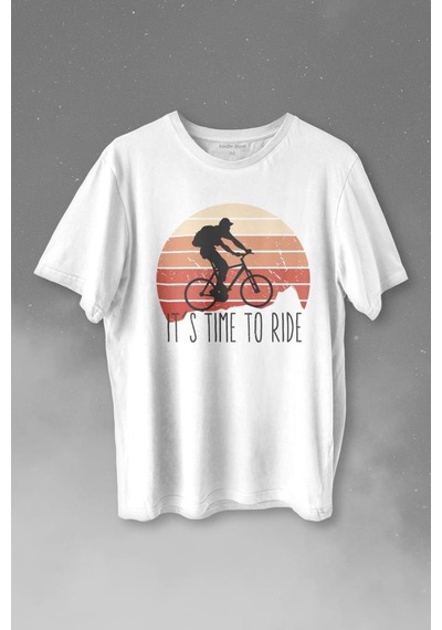 Bisiklet Mountain Bike Time To Ride Outdoor Gezgin Travel Baskılı Tişört Unisex T-shirt 001