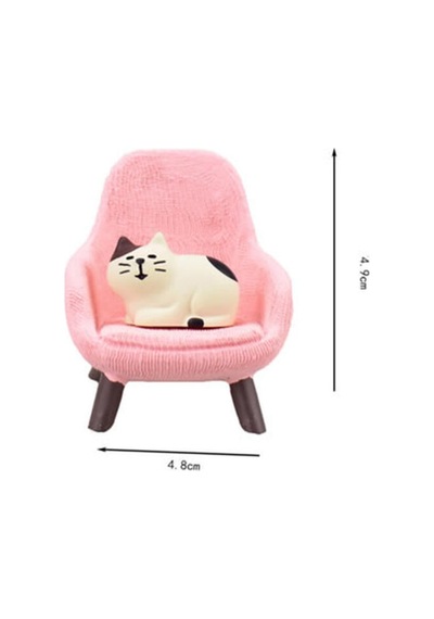 Pembe Sandalyedeki Kedi Mini Figür