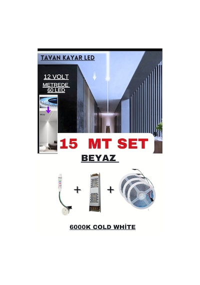 Tavan Akışkan Piksel Kayar Led Sistemi 12 Volt Kit / 15 Metre /6000k Beyaz