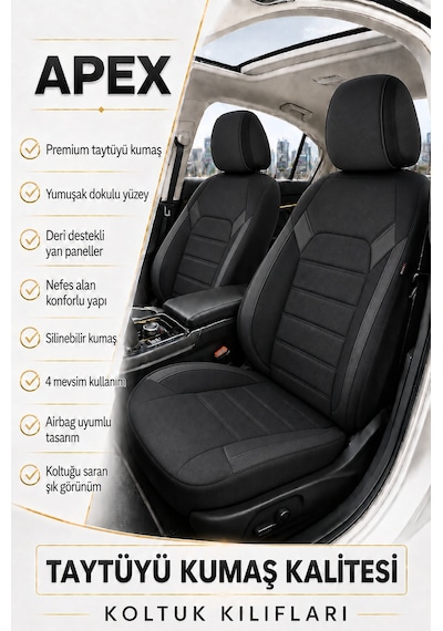Fiat Egea Cross 2020-2024 Uyumlu Premium Tay Tüyü Oto Koltuk Kılıfı Airbag Uyumlu 2+1 Fermuarlı Kolçak Uyumlu 23336541