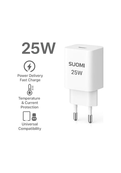 Ayrex Suomı 25w Type-c Hızlı Şarj Adaptörü, Pd Power Delivery, Tek Çıkışlı Usb-c Port, Beyaz, Kompakt Duvar Ş