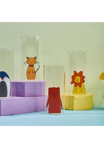 Perottii Animals 6'lı Bardak Seti - Şeffaf - 400 Ml Renkli