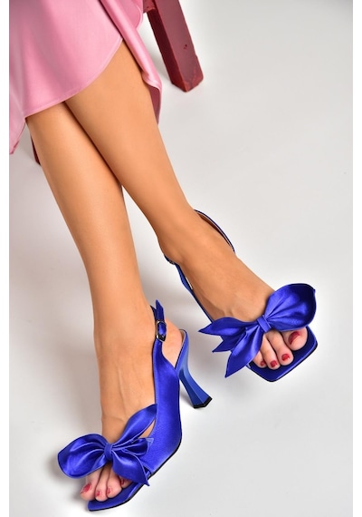 Fox Shoesk749384904 Saks Mavi Kumaş Kadın Topuklu Ayakkabı Saks Mavi