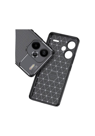 Vendas Xiaomi Redmi Note 13 Pro Plus 5g Uyumlu Kılıf Deep Dizayn Karbon Görünümlü Auto Focus Kılıf Siyah