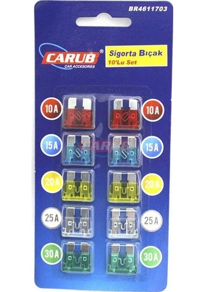 Bıçak Sigorta Karışık 10 A 15 A 20 A 25 A 30 A 10 Ad