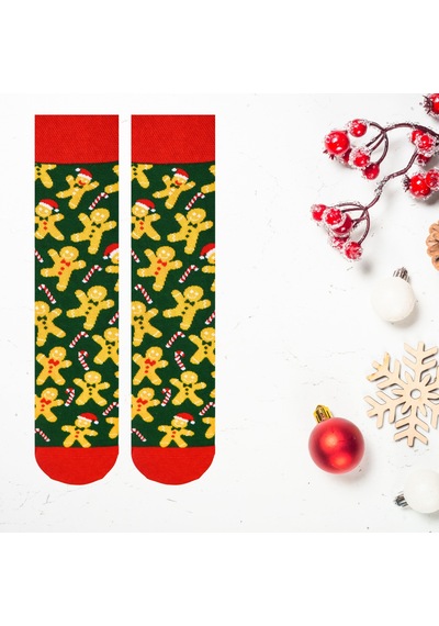 Carnaval Socks Noel Şapkalı Kurabiye Adam Ve Candy Cane Desenli Yılbaşı Temalı Renkli Soket Çorap 2000386