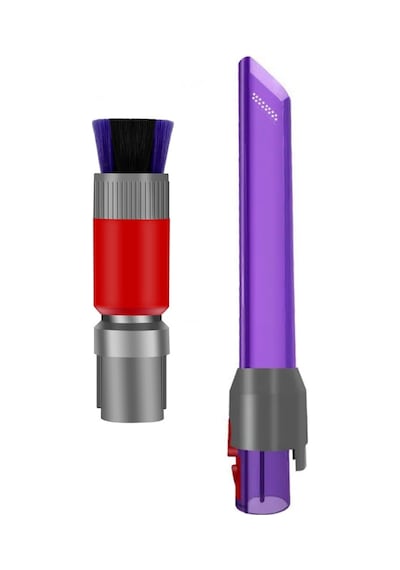 Dyson V7 V8 V10 V11 V15 Uyumlu Led Işıklı Mor Dar Uç & Çizmeyen Toz Fırçası 2'li Temizlik Seti