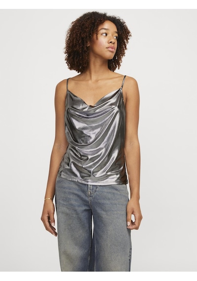 Jack & Jones Kadın Kare Yaka Parlak Bluz - Dina Silver Jack & Jones Kadın Kare Yaka Parlak Bluz - Dina Silver