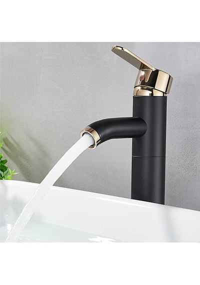 Inventa Aç-Kapa Çanak Lavabo Bataryası Altın - Siyah