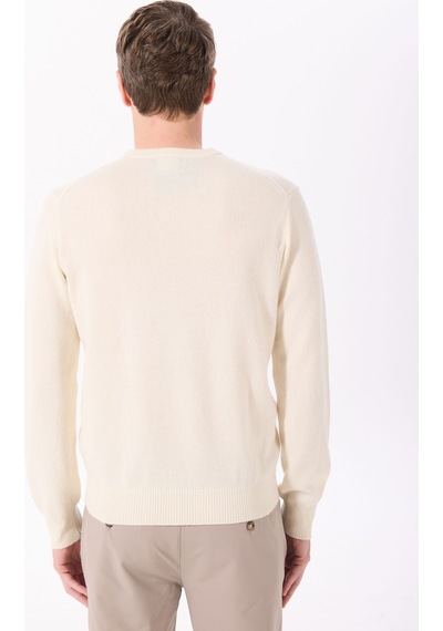 Hackett Ekru Erkek Bisiklet Slim Fit Kazak Hm703237