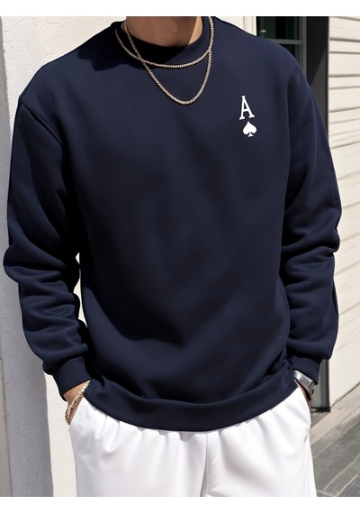 Uyguntarz Unisex Maca Asi Baskılı Oversize Sweatshirt Lacivert