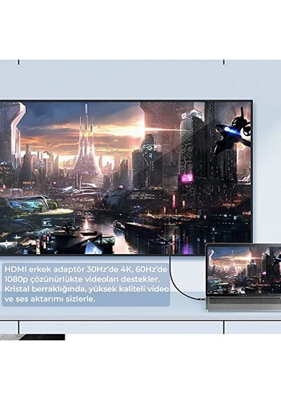 Bx02hb Usb-c To 4k 30hz Hdmı Kablo 1.8 Metre Windows Mac Android Uyumlu Hdcp Destekli Gri