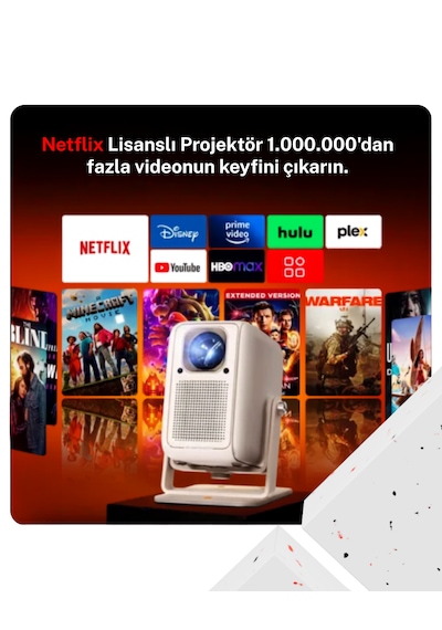 OBE C2D 500 ANSI Lümen 4K Destekli Netflix Sertifikalı 180 Derece Dönebilen Otomatik Odaklı Akıllı Projeksiyon Cihazı