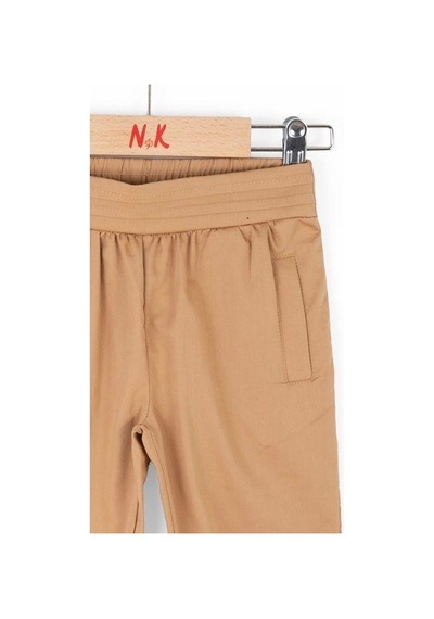 Nk Kids Kız Bebek Beli Paçası Lastikli Kumaş Pantolon-13838 Kahverengi