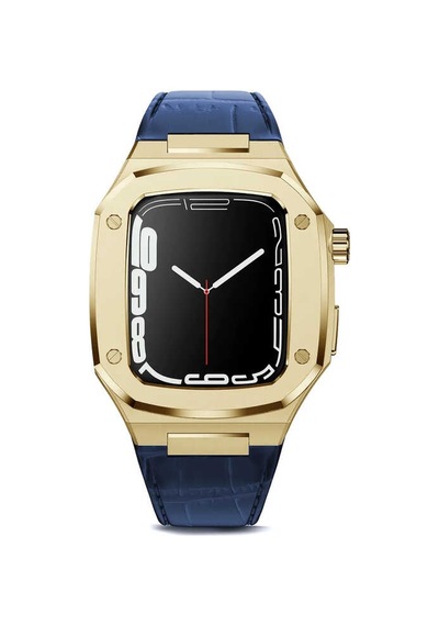 Ekılıf - Apple Uyumlu  Watch 44mm - Kordon Kayış Krd-67 - Lacivert-gold