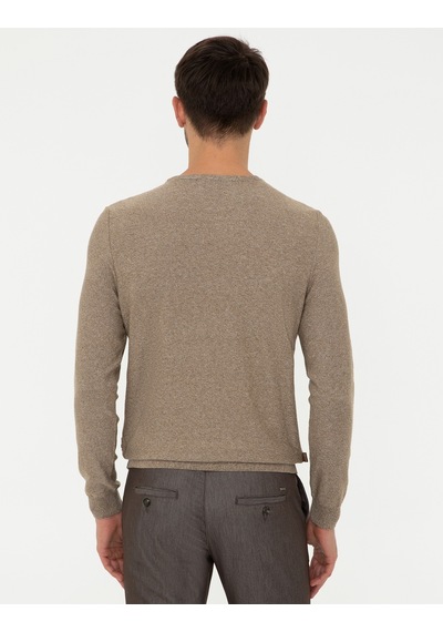 Pierre Cardin Erkek Camel Melanj Triko Kazak 50241395-vr122 Camel Melanj