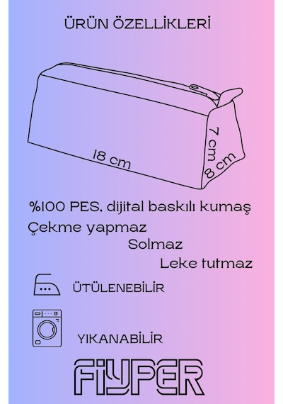 Yıldız Desenli Astarlı Yıkanabilir Bez Kalemlik Kalem Kutusu
