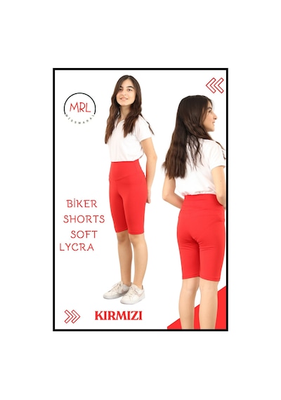 Kırmızı Biker Şort Yüksek Bel İç Göstermez Esnek Yumuşak Likralı Soft Tbiker Basics Kırmızı