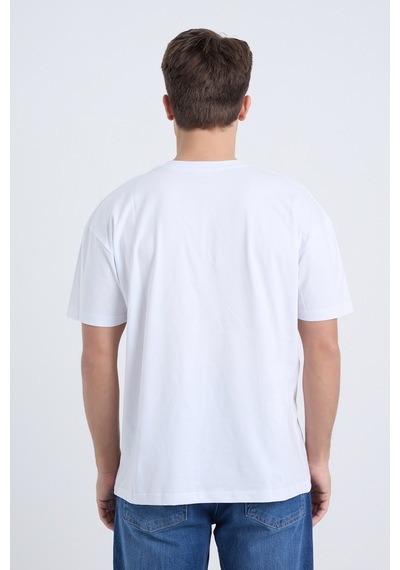 Velvoria Unisex Oversize Siyah Camping T-shirt Beyaz