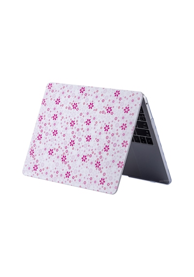 Apple Uyumlu MacBook Air Kılıf Hardcase Touch Id A1932 A2179 A2337 Flower Qt01 Açık Pembe