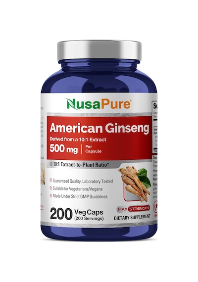 American Ginseng 10:1 Extract 500 Mg 200 Veg Capsules Max Strength