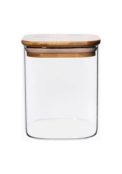 900ml Sızdırmaz Vakumlu Bambu Kapaklı Borosilikat Cam Kavanoz Hava Geçirmez & Dayanıklı G Şeffaf