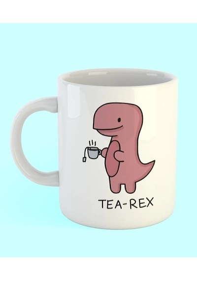 Tea Rex Baskılı Seramik Beyaz Kupa