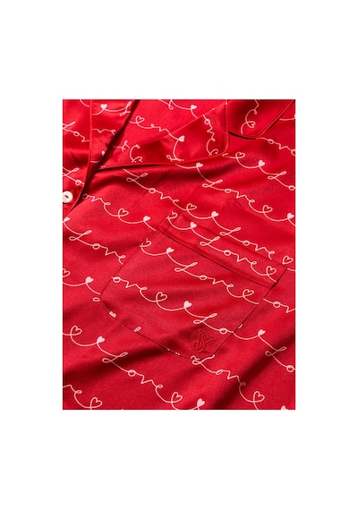 Victoria's Secret Saten Kısa Pijama Takımı Kırmızı