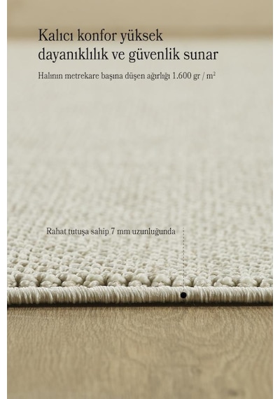 Yumuşak Bukleli Krem Bej Halı Oturma Odası Salon Mutfak Koridor Antre Çocuk Odası Halısı Cream