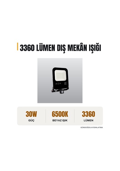 Ack 30w Sensörlü Led Projektör 6500k - At62-23032