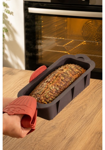 Porsima 30003 Silikon Ekmek Kalıbı Dikdörtgen Kek Kalıbı Antrasit 7 25cm