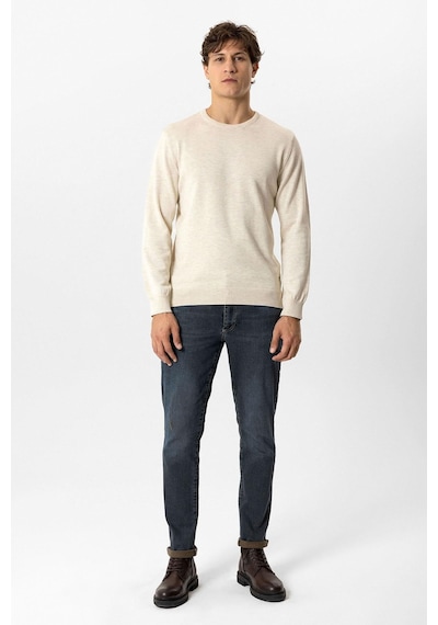 Back And Bond Krem Regular Fit Bisiklet Yaka Pamuklu Triko Kazak