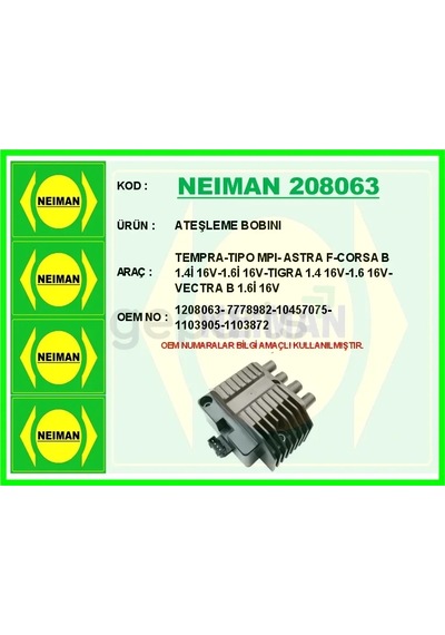 Ateşleme Bobini Tempra - Tıpo Mpı - Astra F - Corsa B 1.4i 16v-1.6i 16v - Tıgra 1.4 16v-1.6 16v - Vectr