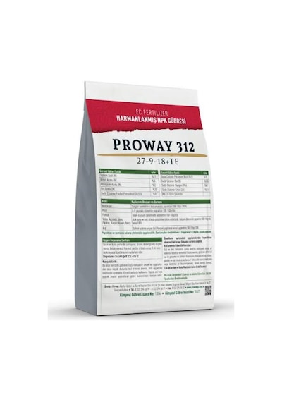 Proway312 1KG. 27-9-18+Te Npk+Mikro Elementli Yaprak Gübresi